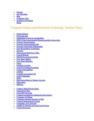latest computer technology seminar topics|600+ Seminar Topics for CSE .